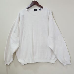 Arrow Men's 100 % Cotton Woven Crewneck Sweater - Classic White